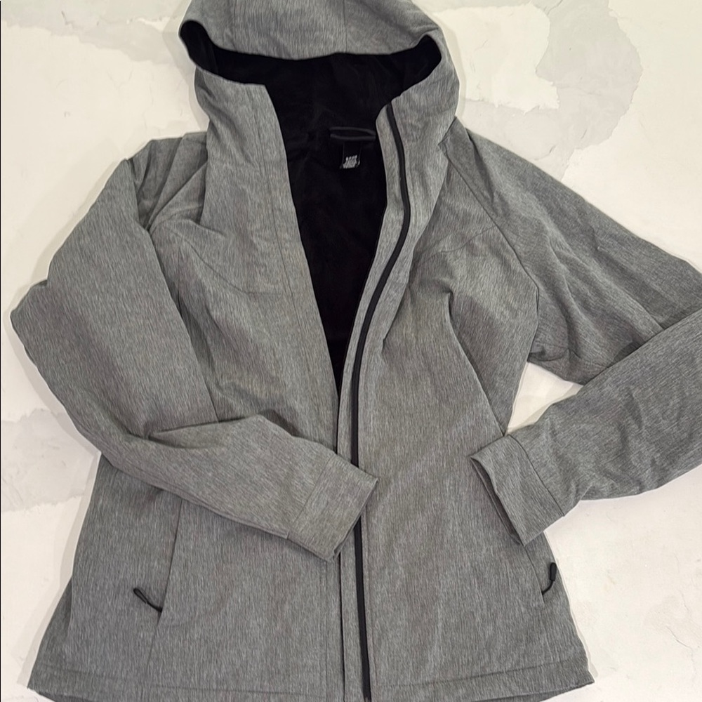 Women's Gray Hooded Softshell Fleece Lined Jacket